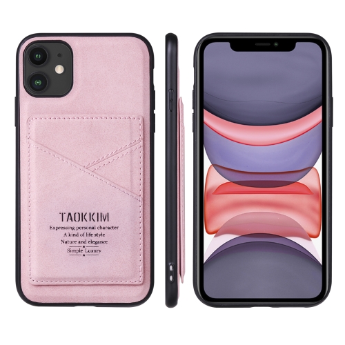 

TAOKKIM Retro Matte PU Leather + PC + TPU Shockproof Back Cover Case with Holder & Card Slot For iPhone 11 Pro(Pink)