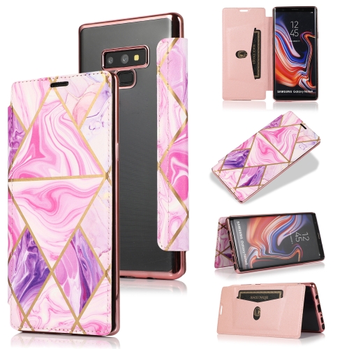 

For Samsung Galaxy Note9 Bronzing Plating PU + TPU Horizontal Flip Leather Case with Holder & Card Slot(Pink Purple)