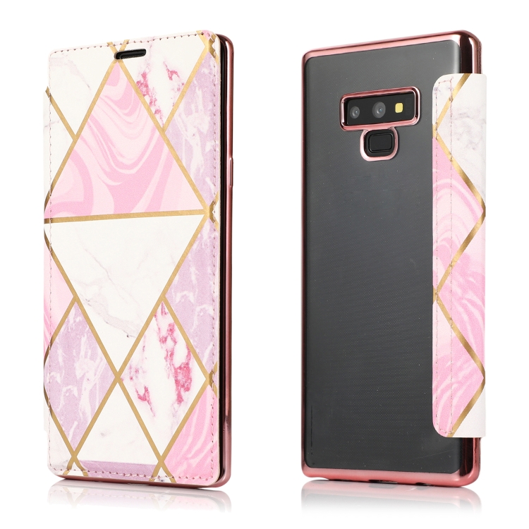 

For Samsung Galaxy Note9 Bronzing Plating PU + TPU Horizontal Flip Leather Case with Holder & Card Slot(Pink White)