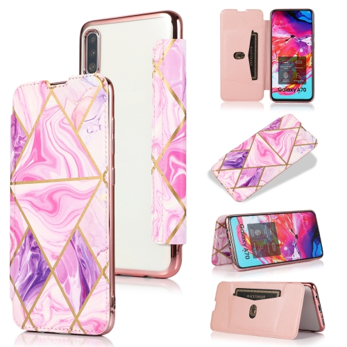 

For Samsung Galaxy A70 Bronzing Plating PU + TPU Horizontal Flip Leather Case with Holder & Card Slot(Pink Purple)