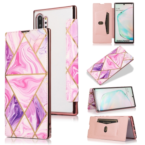 

For Samsung Galaxy Note10+ Bronzing Plating PU + TPU Horizontal Flip Leather Case with Holder & Card Slot(Pink Purple)