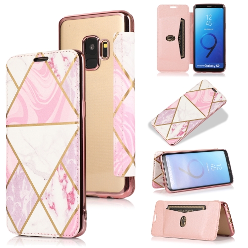 

For Samsung Galaxy S9 Bronzing Plating PU + TPU Horizontal Flip Leather Case with Holder & Card Slot(Pink White)