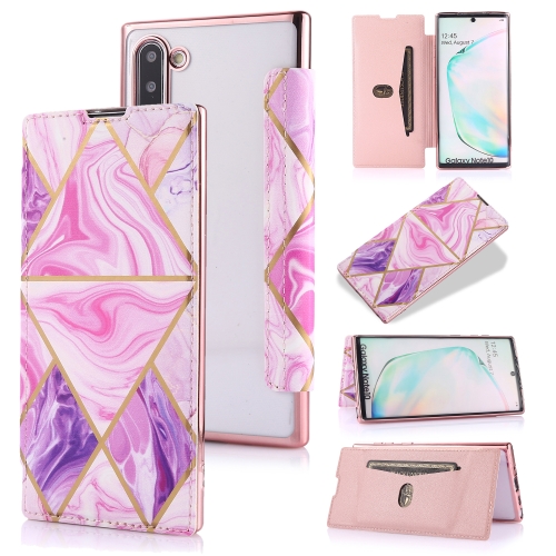 

For Samsung Galaxy Note10 Bronzing Plating PU + TPU Horizontal Flip Leather Case with Holder & Card Slot(Pink Purple)