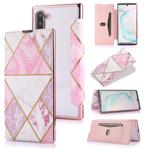 

For Samsung Galaxy Note10 Bronzing Plating PU + TPU Horizontal Flip Leather Case with Holder & Card Slot(Pink White)