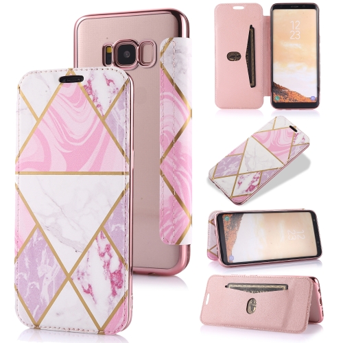 

For Samsung Galaxy S8 Bronzing Plating PU + TPU Horizontal Flip Leather Case with Holder & Card Slot(Pink White)