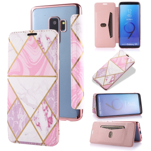 

For Samsung Galaxy S9+ Bronzing Plating PU + TPU Horizontal Flip Leather Case with Holder & Card Slot(Pink White)