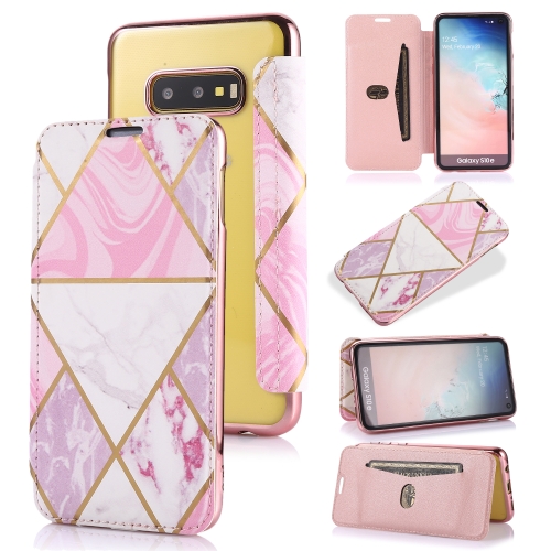 

For Samsung Galaxy S10e Bronzing Plating PU + TPU Horizontal Flip Leather Case with Holder & Card Slot(Pink White)