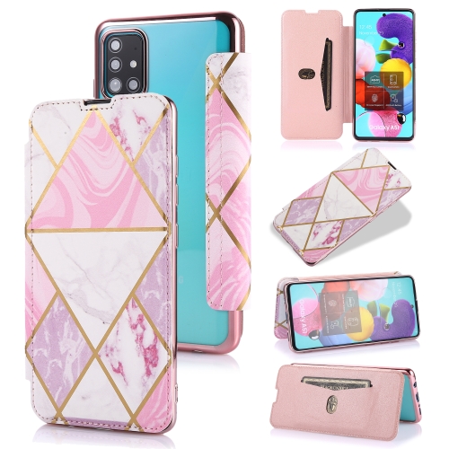 

For Samsung Galaxy A51 Bronzing Plating PU + TPU Horizontal Flip Leather Case with Holder & Card Slot(Pink White)