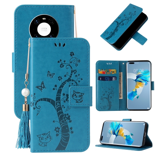 

For Huawei Mate 40 Embossed Lucky Tree Horizontal Flip Leather Case with Holder & Card Slot & Wallet & Lanyard(Blue)