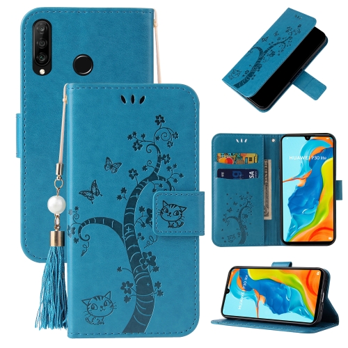 

For Huawei P30 lite Embossed Lucky Tree Horizontal Flip Leather Case with Holder & Card Slot & Wallet & Lanyard(Blue)