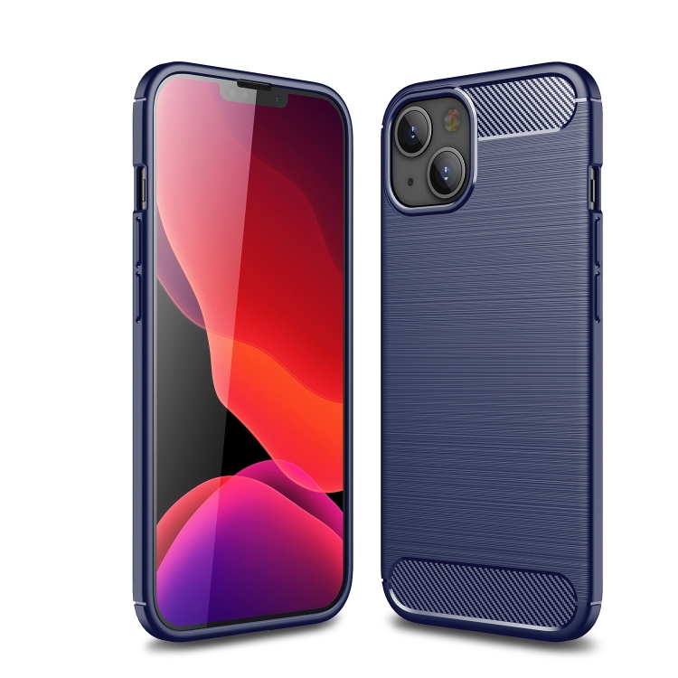 

Brushed Texture Carbon Fiber TPU Case For iPhone 13 mini(Blue)