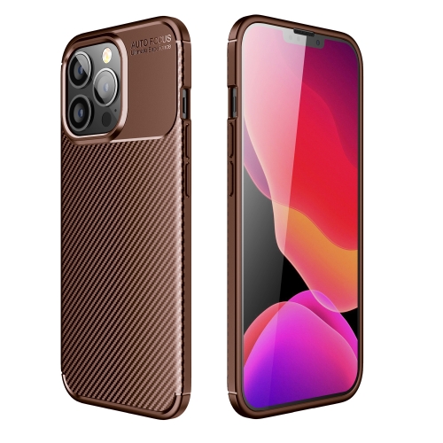 

Carbon Fiber Texture Shockproof TPU Case For iPhone 13 Pro(Brown)