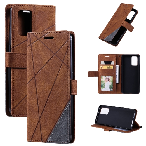 

For OPPO A74 4G / F19 Skin Feel Splicing Horizontal Flip Leather Case with Holder & Card Slots & Wallet & Photo Frame(Brown)