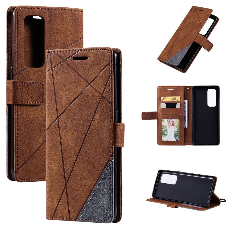 

For OPPO Reno5 Pro+ 5G Skin Feel Splicing Horizontal Flip Leather Case with Holder & Card Slots & Wallet & Photo Frame(Brown)