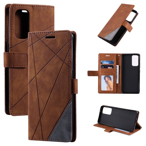 

For OPPO Reno6 Pro 5G Skin Feel Splicing Horizontal Flip Leather Case with Holder & Card Slots & Wallet & Photo Frame(Brown)