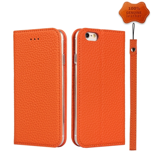 

Litchi Texture Horizontal Flip Top Layer Cowhide Leather Case with Holder & Card Slots & Wallet & Strap & Wire Winder For iPhone 6 Plus & 6s Plus(Orange)