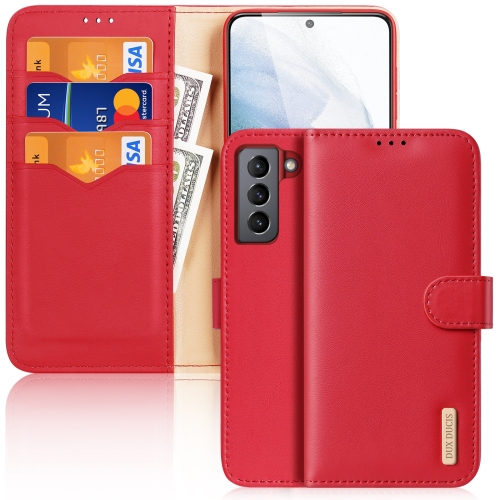 

For Samsung Galaxy S21 FE DUX DUCIS Hivo Series Cowhide + PU + TPU Leather Horizontal Flip Case with Holder & Card Slots(Red)