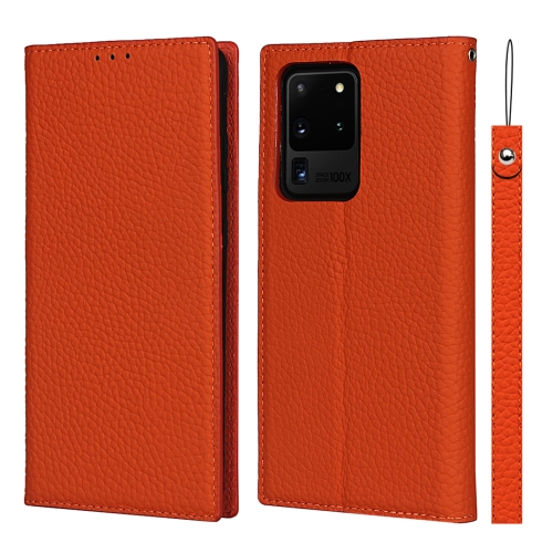 

For Samsung Galaxy S20 Ultra Litchi Texture Horizontal Flip Top Layer Cowhide Leather Case with Holder & Card Slots & Wallet & Strap & Wire Winder(Orange)