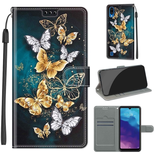 

For ZTE A5 2020 Voltage Coloured Drawing Magnetic Clasp Horizontal Flip PU Leather Case with Holder & Card Slots(C20 Gold Silver Flying Butterflies)