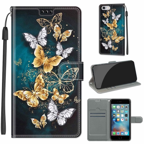 

Voltage Colored Drawing Magnetic Clasp Horizontal Flip PU Leather Case with Holder & Card Slots For iPhone 6s / 6(C20 Gold Silver Flying Butterflies)