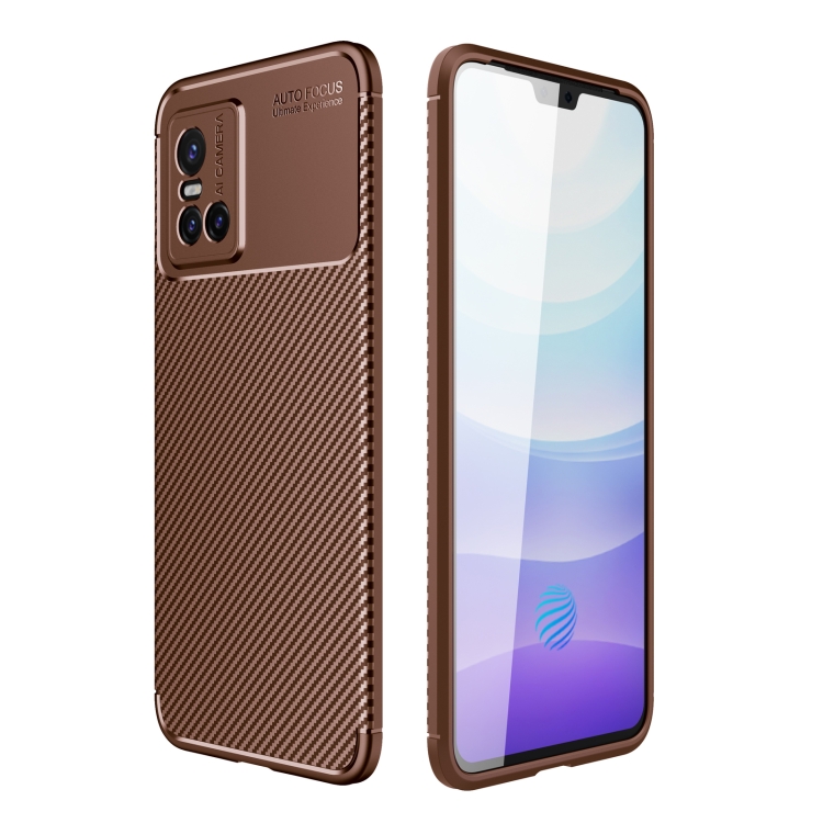 

For vivo S10 Carbon Fiber Texture Shockproof TPU Case(Brown)