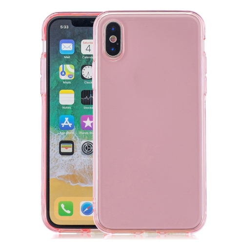 

For iPhone X 1.5mm Shockproof Transparent TPU Protective Case(Pink)