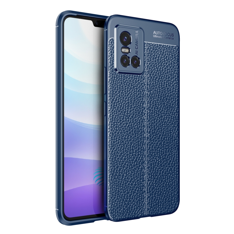 

For vivo S10 Litchi Texture TPU Shockproof Case(Blue)