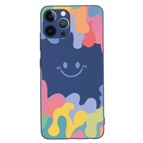 

Painted Smiley Face Pattern Liquid Silicone Shockproof Case For iPhone 11 Pro Max(Dark Blue)