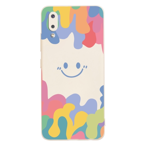 

For Xiaomi Redmi 9A Painted Smiley Face Pattern Liquid Silicone Shockproof Case(White)