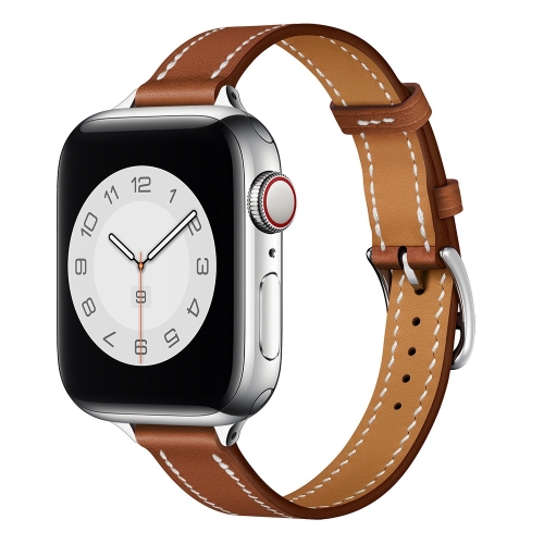 

Small Waist Leather Replacement Watchbands For Apple Watch Series 6 & SE & 5 & 4 40mm / 3 & 2 & 1 38mm(Brown)