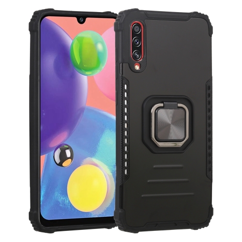 

For Samsung Galaxy A21 Fierce Warrior Series Armor All-inclusive Shockproof Aluminum Alloy + TPU Protective Case with Ring Holder(Black)