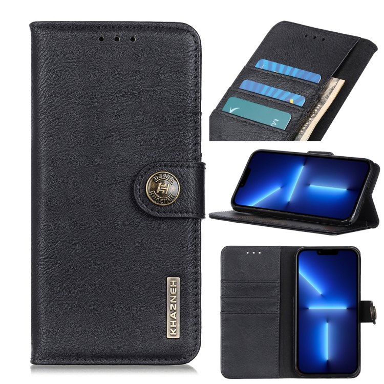 

KHAZNEH Cowhide Texture Horizontal Flip Leather Case with Holder & Card Slots & Wallet For iPhone 13 Pro(Black)
