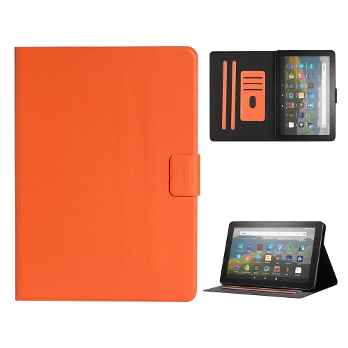 

For Amazon Fire HD 10 (2021) Pure Color Horizontal Flip Leather Case with Card Slots & Holder & Sleep / Wake-up Function(Orange)