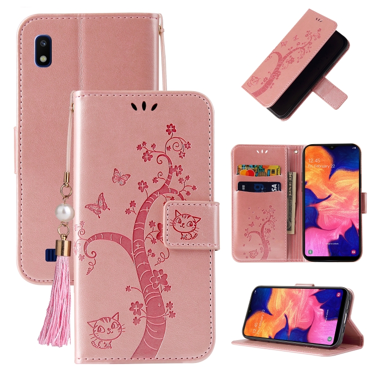

For Samsung Galaxy M01 Embossed Lucky Tree Horizontal Flip Leather Case with Holder & Card Slot & Wallet & Lanyard(Rose Gold)