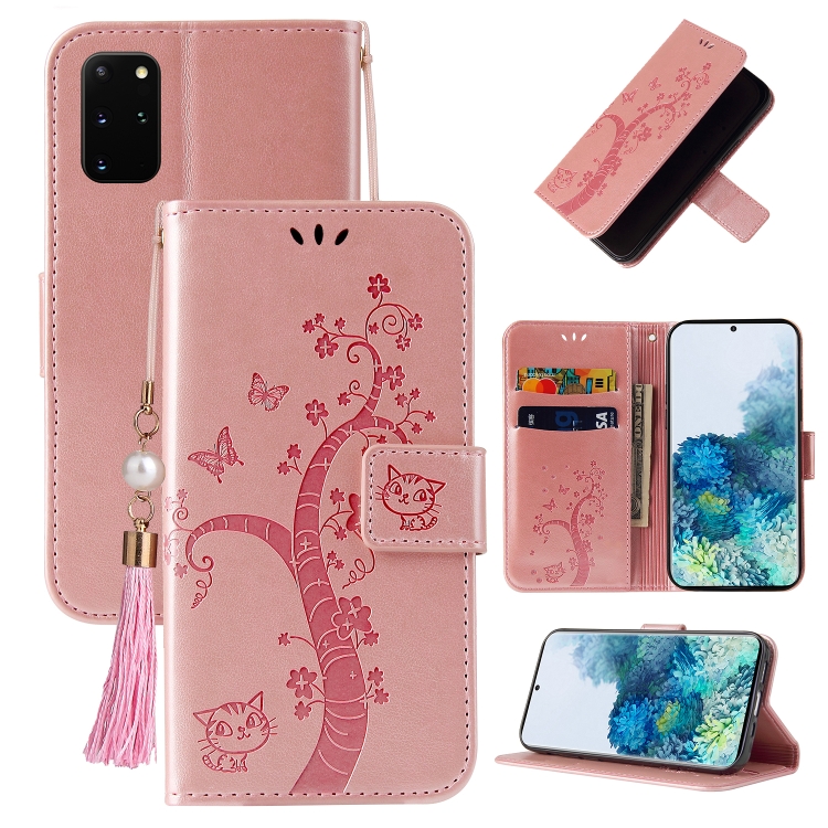 

For Samsung Galaxy Note20 Embossed Lucky Tree Horizontal Flip Leather Case with Holder & Card Slot & Wallet & Lanyard(Rose Gold)