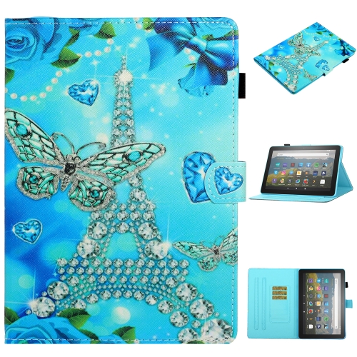 

For Amazon Fire HD 10 (2021) Coloured Drawing Stitching Horizontal Flip Leather Case with Holder & Card Slot & Sleep / Wake-up Function(Butterfly Tower)