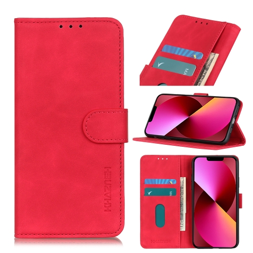 

KHAZNEH Retro Texture PU + TPU Horizontal Flip Leather Case with Holder & Card Slots & Wallet For iPhone 13(Red)