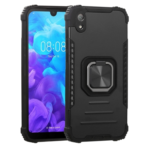 

For Huawei Y5 (2019) Fierce Warrior Series Armor All-inclusive Shockproof Aluminum Alloy + TPU Protective Case with Ring Holder(Black)