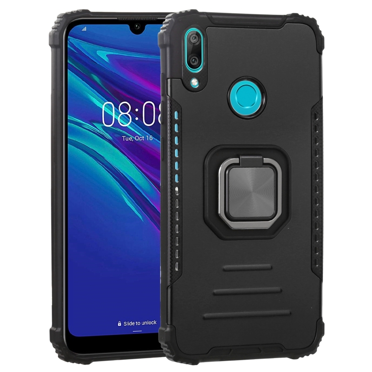 

For Huawei Y7 (2019) Fierce Warrior Series Armor All-inclusive Shockproof Aluminum Alloy + TPU Protective Case with Ring Holder(Black)