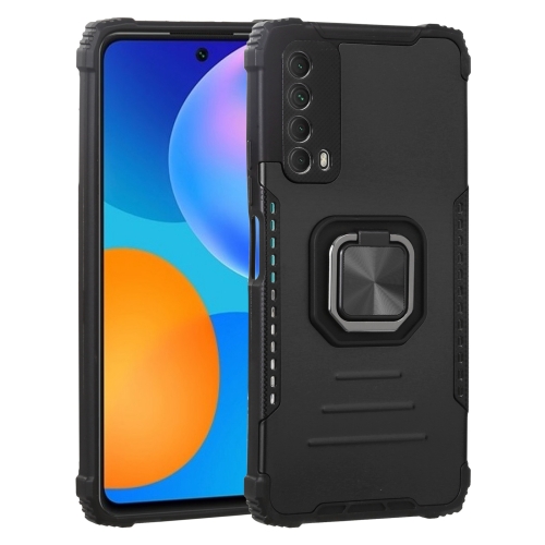 

For Huawei Y7a Fierce Warrior Series Armor All-inclusive Shockproof Aluminum Alloy + TPU Protective Case with Ring Holder(Black)