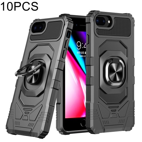 

10 PCS Union Armor Magnetic PC + TPU Shockproof Case with 360 Degree Rotation Ring Holder For iPhone 8 Plus / 7 Plus(Black)