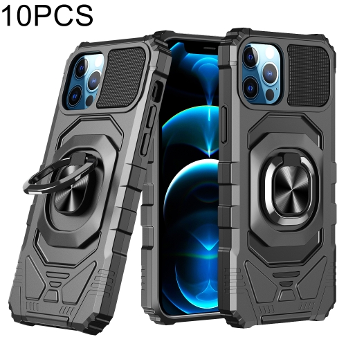 

10 PCS Union Armor Magnetic PC + TPU Shockproof Case with 360 Degree Rotation Ring Holder For iPhone 11 Pro(Black)