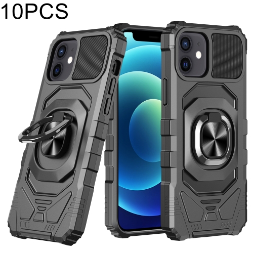 

10 PCS Union Armor Magnetic PC + TPU Shockproof Case with 360 Degree Rotation Ring Holder For iPhone 12 / 12 Pro(Black)