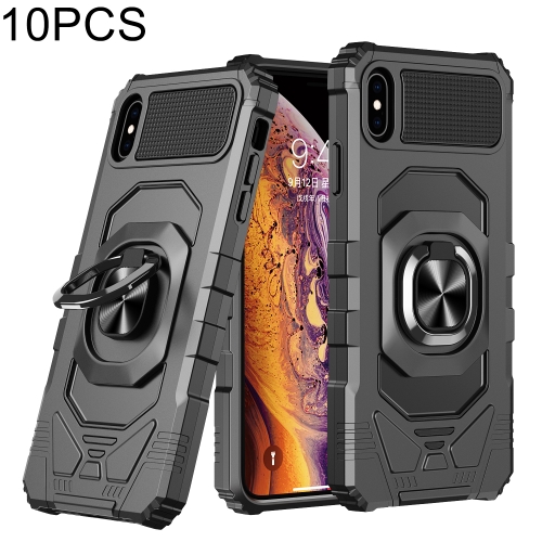 

10 PCS Union Armor Magnetic PC + TPU Shockproof Case with 360 Degree Rotation Ring Holder For iPhone XS / X(Black)