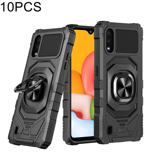 

For Samsung Galaxy A01 10 PCS Union Armor Magnetic PC + TPU Shockproof Case with 360 Degree Rotation Ring Holder(Black)