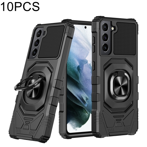 

For Samsung Galaxy S21 5G 10 PCS Union Armor Magnetic PC + TPU Shockproof Case with 360 Degree Rotation Ring Holder(Black)
