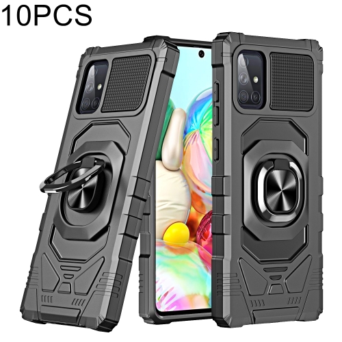 

For Samsung Galaxy A71 4G 10 PCS Union Armor Magnetic PC + TPU Shockproof Case with 360 Degree Rotation Ring Holder(Black)