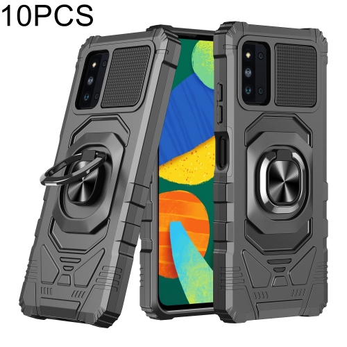 

For Samsung Galaxy F52 5G 10 PCS Union Armor Magnetic PC + TPU Shockproof Case with 360 Degree Rotation Ring Holder(Black)