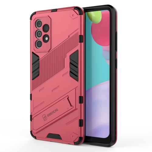 

For Samsung Galaxy A52 5G Punk Armor 2 in 1 PC + TPU Shockproof Case with Invisible Holder(Light Red)