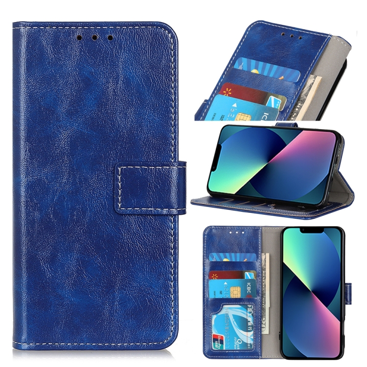 

Retro Crazy Horse Texture Horizontal Flip Leather Case with Holder & Card Slots & Photo Frame & Wallet For iPhone 13 mini(Blue)